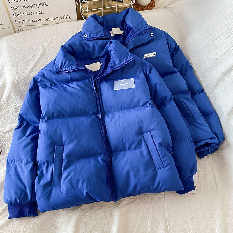 克萊因藍保暖棉服外套女新款冬季寬松加厚麪包服ins潮-細節圖2