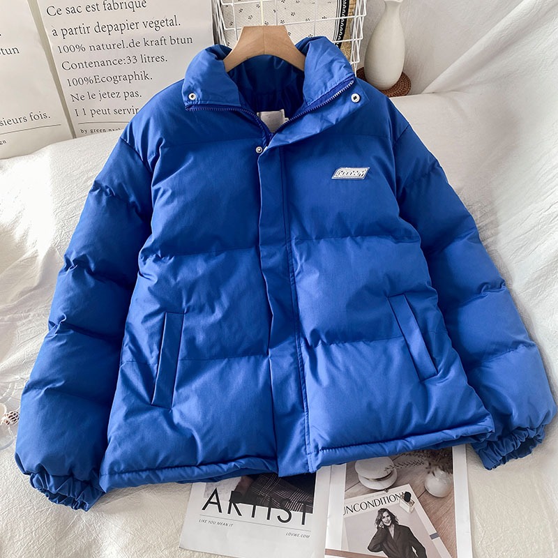 克萊因藍保暖棉服外套女新款冬季寬松加厚麪包服ins潮-細節圖3