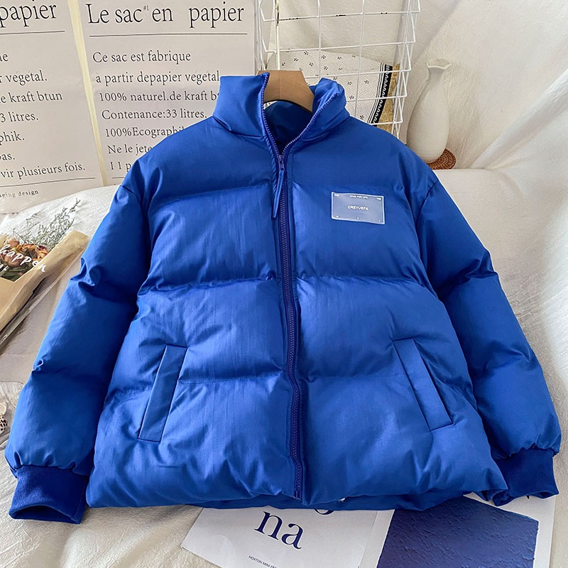 克萊因藍保暖棉服外套女新款冬季寬松加厚麪包服ins潮-細節圖4