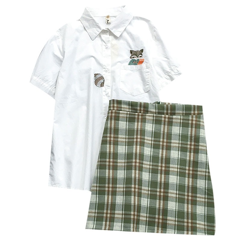 可鹽可甜學生裙子套裝女夏季新款學院風甜美小個子兩件套顯高-細節圖5