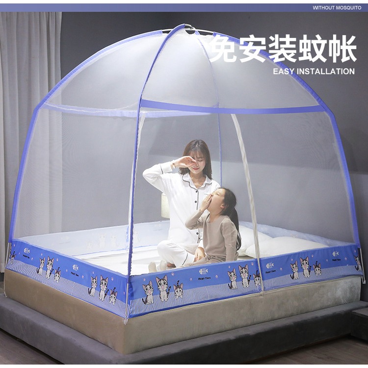 蒙古包兒童防摔坐牀式蚊帳家用加密蚊帳防蚊蟲1.8m1.5m免安裝蚊帳-細節圖8
