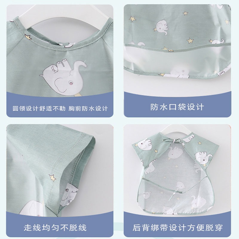 寶寶喫飯罩衣兒童防水防臟反穿衣小男孩女童圍裙嬰兒飯兜圍兜夏季-細節圖3