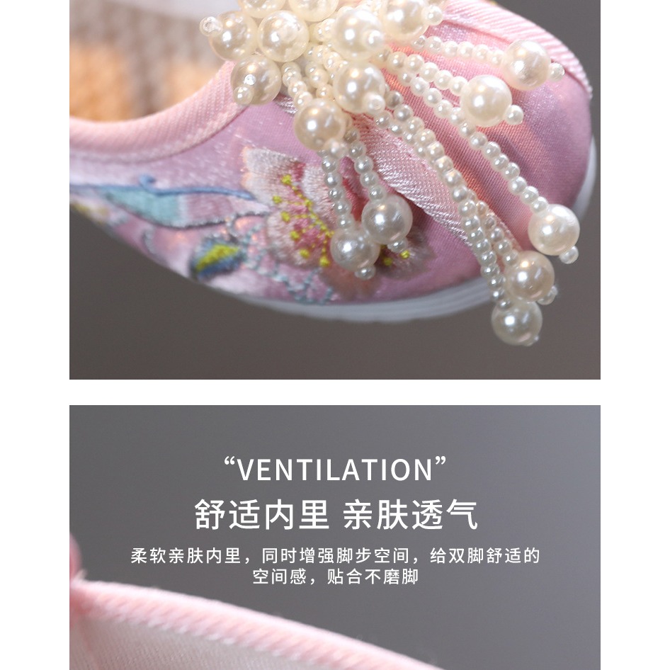 漢服繡花鞋女童老北京手工布鞋中國風舞蹈鞋春夏新款古裝刺繡童鞋-細節圖6