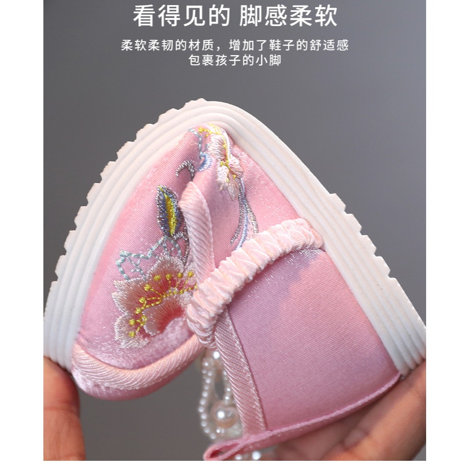漢服繡花鞋女童老北京手工布鞋中國風舞蹈鞋春夏新款古裝刺繡童鞋-細節圖9