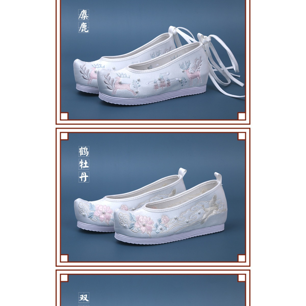 春夏季新款搭配古風漢服的鞋子女繡花鞋內增高翹頭古裝鞋布鞋學生-細節圖6