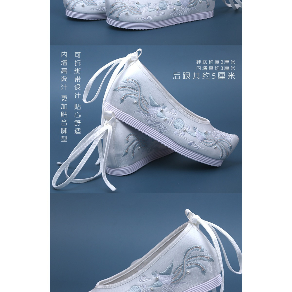 春夏季新款搭配古風漢服的鞋子女繡花鞋內增高翹頭古裝鞋布鞋學生-細節圖9