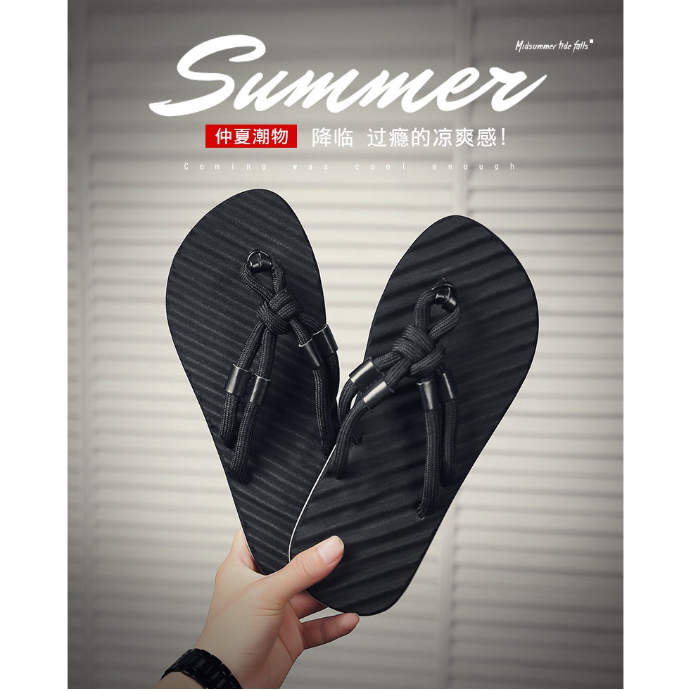 夏季2022新款人字拖鞋男士防滑夏季夾趾涼鞋時尚編織羅馬沙灘鞋-細節圖5