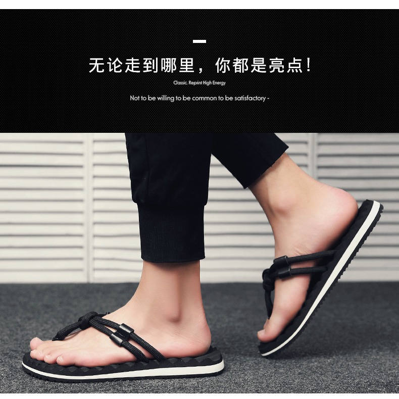 夏季2022新款人字拖鞋男士防滑夏季夾趾涼鞋時尚編織羅馬沙灘鞋-細節圖6
