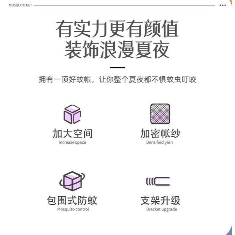 2021年新款家用夏天免安裝宮廷蚊帳宿舍落地式支架三開門公主加密-細節圖5