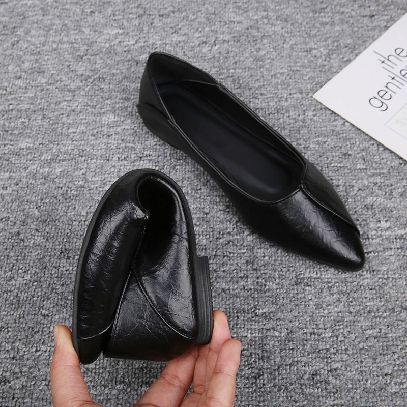 久站工作鞋女黑色工裝皮鞋女士媽媽上班工鞋職業軟底舒適平底單鞋-細節圖3