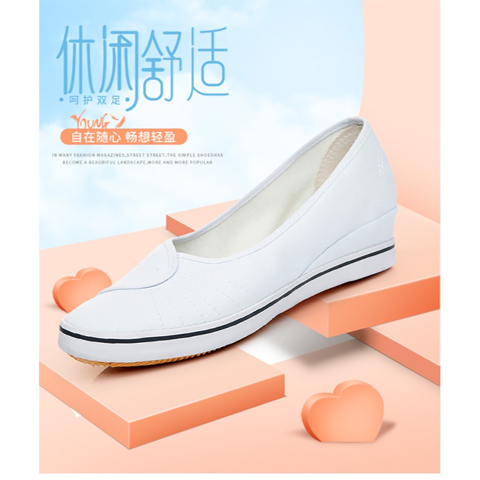護士鞋女鞋坡跟2022夏季新款老北京布鞋工作鞋單鞋透氣軟底內增高-細節圖5