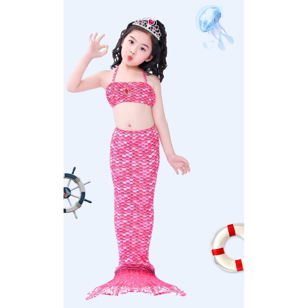 女童美人魚服裝游泳衣公主裙子兒童美人魚尾巴泳裝衣服女生夏寶寶-細節圖9