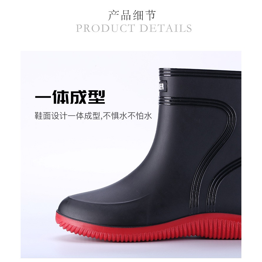 中筒防滑雨鞋男款廚房工地防水軟j膠加絨保暖輕便平底膠鞋雨靴子-細節圖9