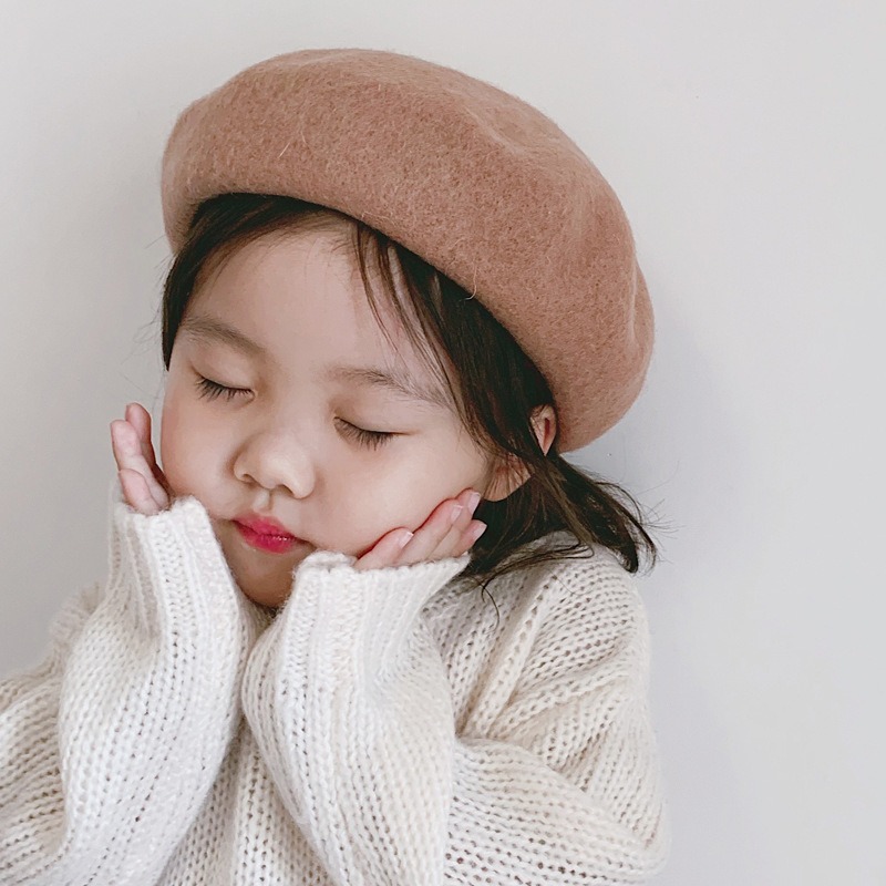 春秋季兒童貝雷帽子時尚女童親子畫家帽子韓版寶寶蓓蕾帽紅色冬天-細節圖3