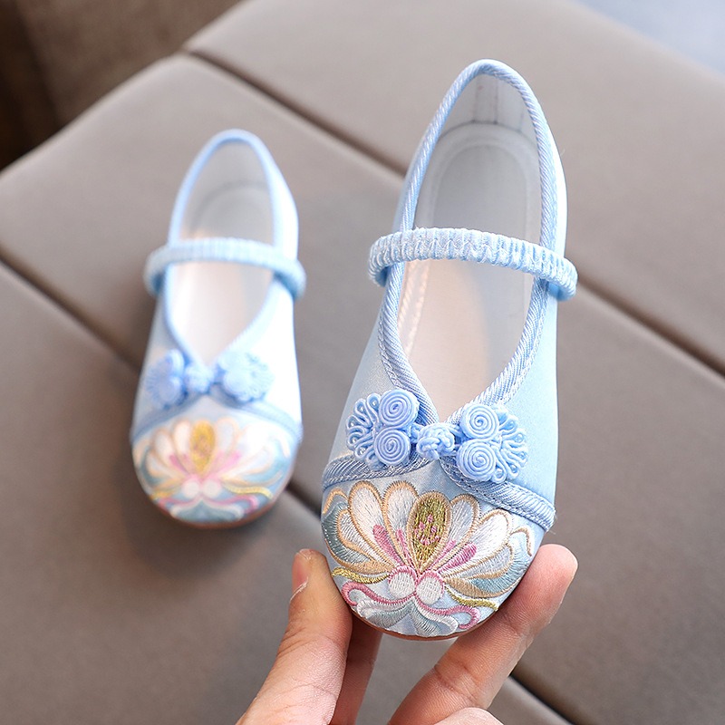 漢服鞋女童春秋繡花鞋中國風老北京兒童手工布鞋寶寶古風古裝鞋子-細節圖2
