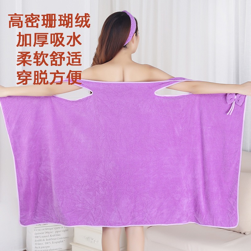 2022新款浴巾女可穿可裹家用非純棉吸水速幹不掉毛浴裙浴袍毛巾大-細節圖5