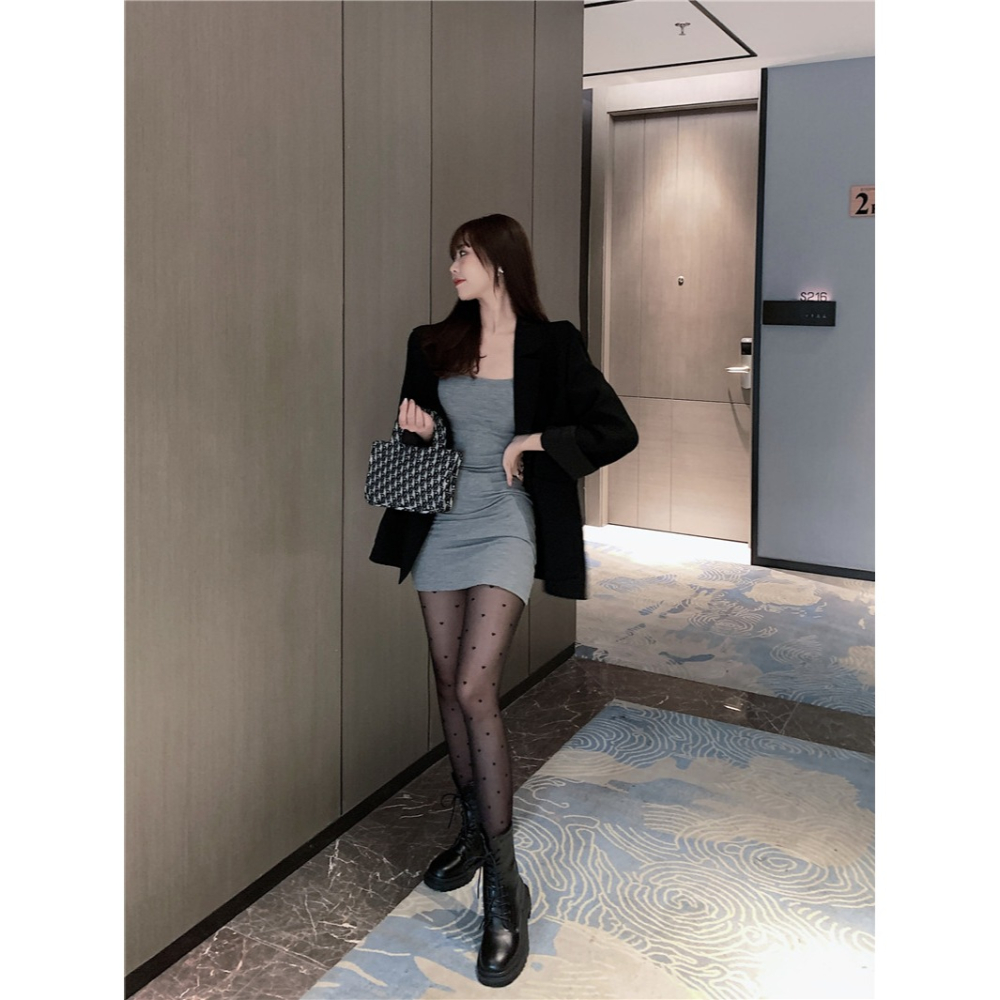 黑絲襪女薄款ins春秋網紅jk情調性感黑色波點愛心防勾絲連褲襪秋-細節圖7