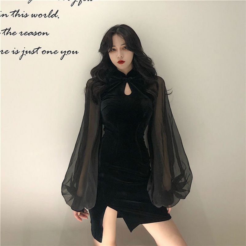 司藤同款秋季旗袍女2021年輕款夏季新款中國風改良性感復古連衣裙-細節圖2