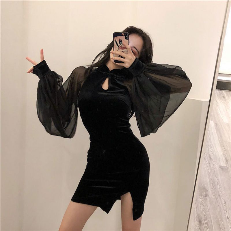 司藤同款秋季旗袍女2021年輕款夏季新款中國風改良性感復古連衣裙-細節圖3