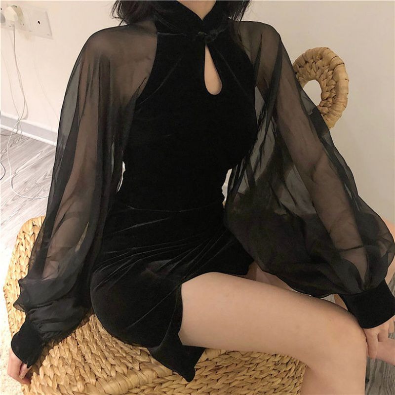 司藤同款秋季旗袍女2021年輕款夏季新款中國風改良性感復古連衣裙-細節圖4