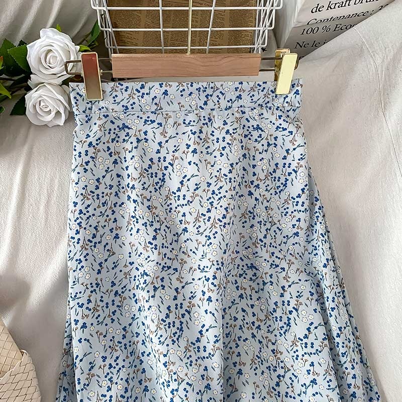 小個子碎花半身裙女夏新款設計感小眾輕熟風雪紡中長款裙子-細節圖3