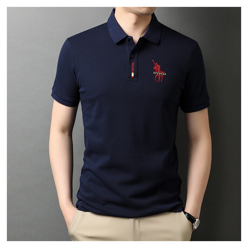 保羅夏季新款POLO衫男士商務紳士刺繡翻領修身春秋短袖t恤打底衫-細節圖3