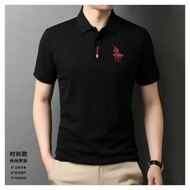 保羅夏季新款POLO衫男士商務紳士刺繡翻領修身春秋短袖t恤打底衫-細節圖5