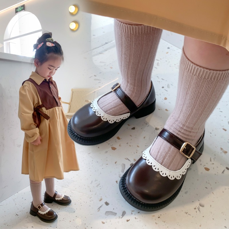 女童圓頭皮鞋2022春秋季新款兒童單鞋黑色學生鞋小女孩公主鞋子夏-細節圖3