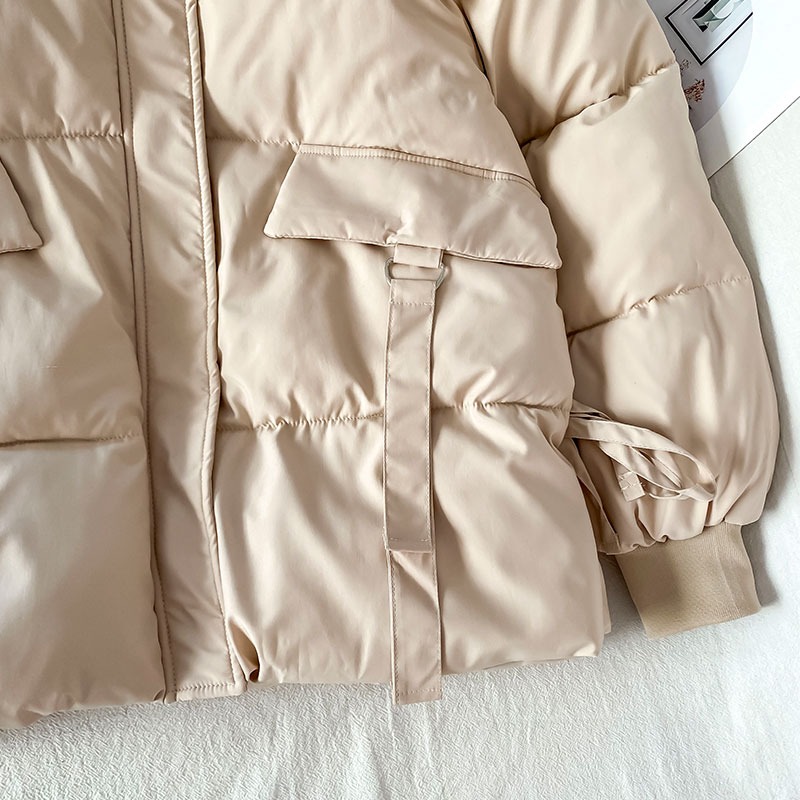 寬松加厚棉服女冬季 新款ins港風原宿麪包服奶茶色棉衣-細節圖4