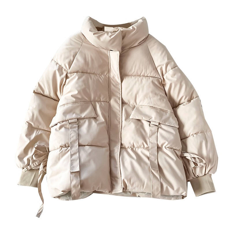 寬松加厚棉服女冬季 新款ins港風原宿麪包服奶茶色棉衣-細節圖5