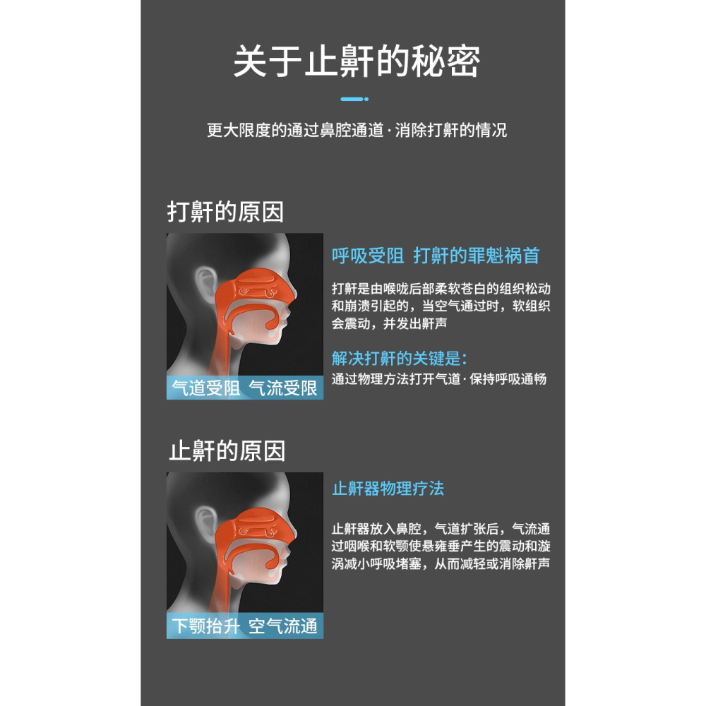 止鼾神器防止打呼嚕聲防打呼嚕鼻夾治打鼾睡覺止鼾器呼吸矯正器男-細節圖8