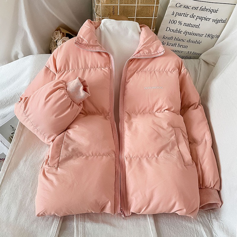 粉色加厚女生冬季棉服女新款秋冬麪包服棉襖棒球服棉衣-細節圖2