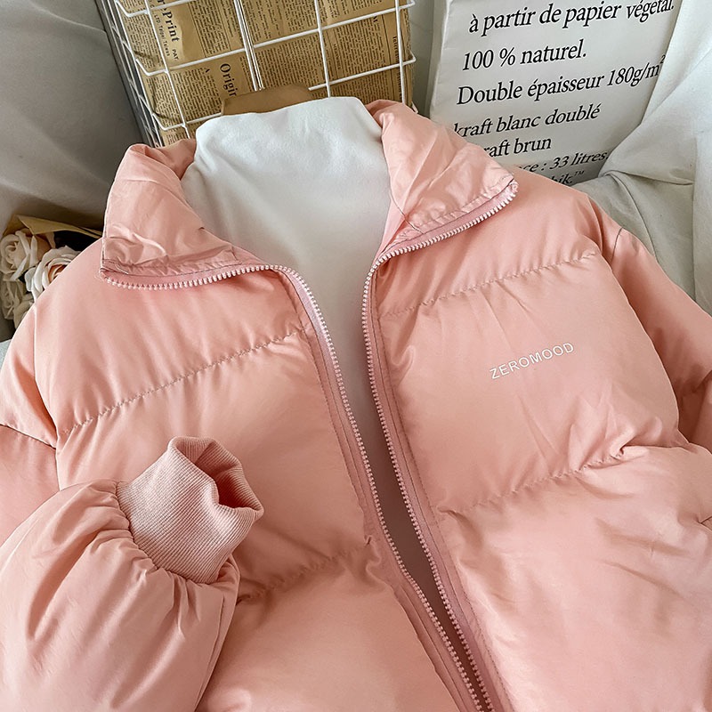 粉色加厚女生冬季棉服女新款秋冬麪包服棉襖棒球服棉衣-細節圖3