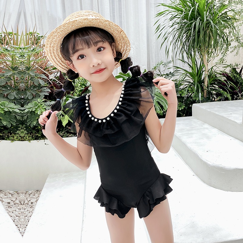 2022兒童游泳衣女連體可愛女童中童小童荷葉邊公主裙式溫泉寶寶女-細節圖3