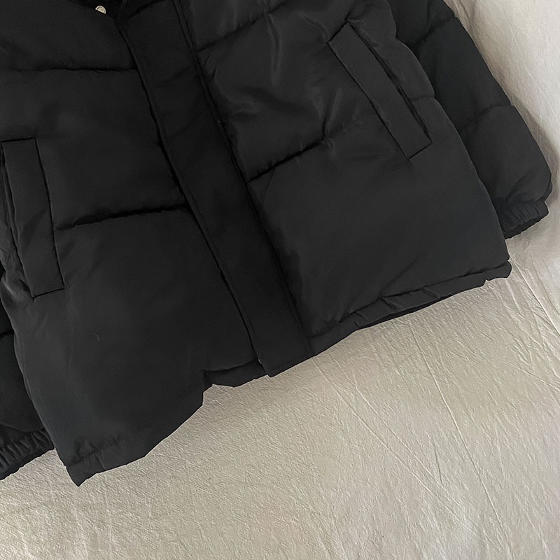 小個子連帽棉服女新款冬季麪包服假兩件加厚羽絨棉衣小棉襖-細節圖4
