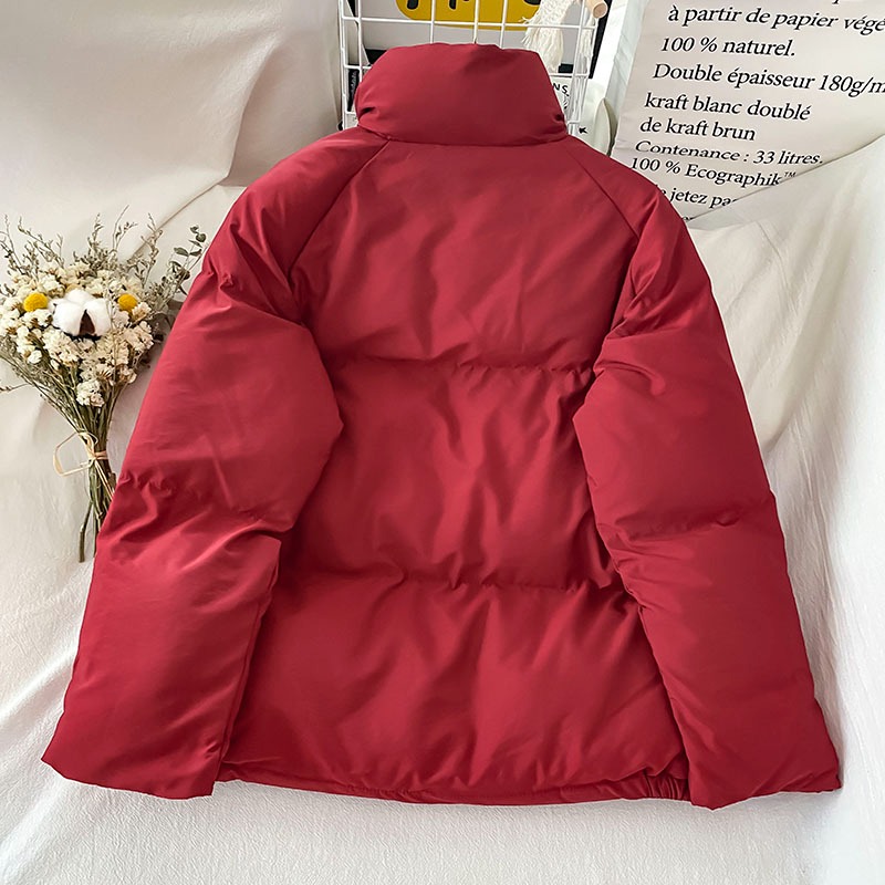 紅色本命年加厚爆款麪包服棉衣女新款冬季寬松棉服外套-細節圖2