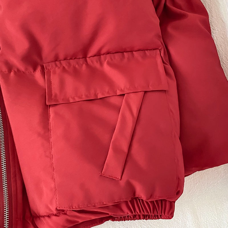 紅色本命年加厚爆款麪包服棉衣女新款冬季寬松棉服外套-細節圖4