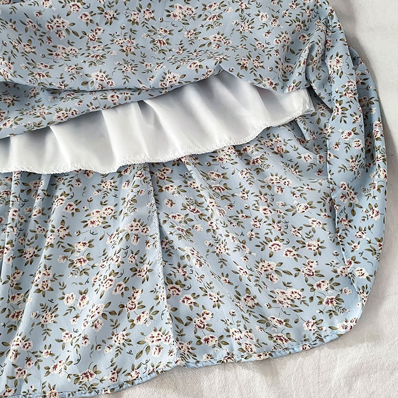 碎花高腰半身裙女夏季新款設計感小眾森系顯瘦a字中長裙子-細節圖4