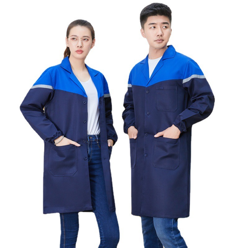 定製外穿防塵藍大褂勞保服男工作服春秋長款電焊工耐臟食品廠車間-細節圖4