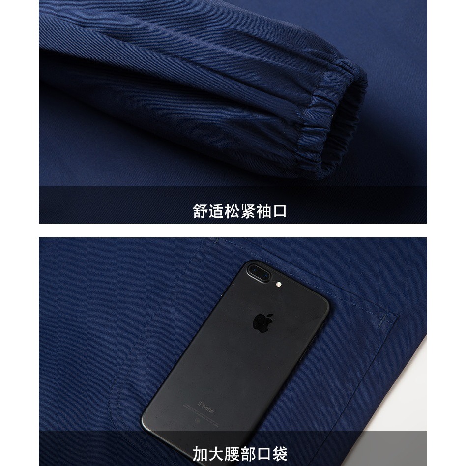 定製外穿防塵藍大褂勞保服男工作服春秋長款電焊工耐臟食品廠車間-細節圖7