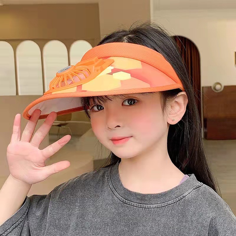 寶寶帽子夏季可充電帶風扇遮陽帽男童女童防曬戶外兒童大檐空頂帽-細節圖3