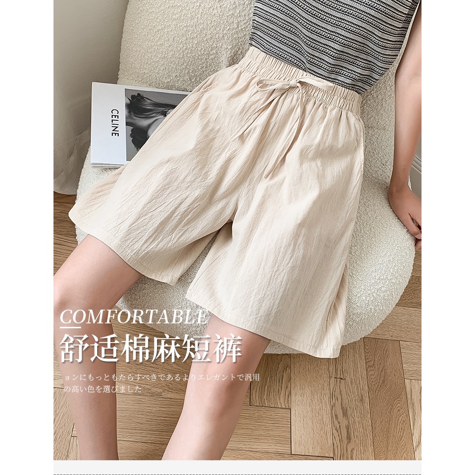 純色運動短褲女夏季寬松直筒港味顯瘦休閑ins潮闊腿中褲子5五分褲-細節圖5