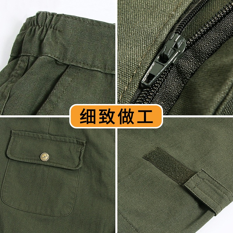 男工作褲春秋純棉寬松工裝電焊防燙勞保耐磨多口袋直筒休閑褲男士-細節圖3