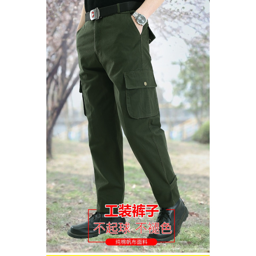 男工作褲春秋純棉寬松工裝電焊防燙勞保耐磨多口袋直筒休閑褲男士-細節圖5
