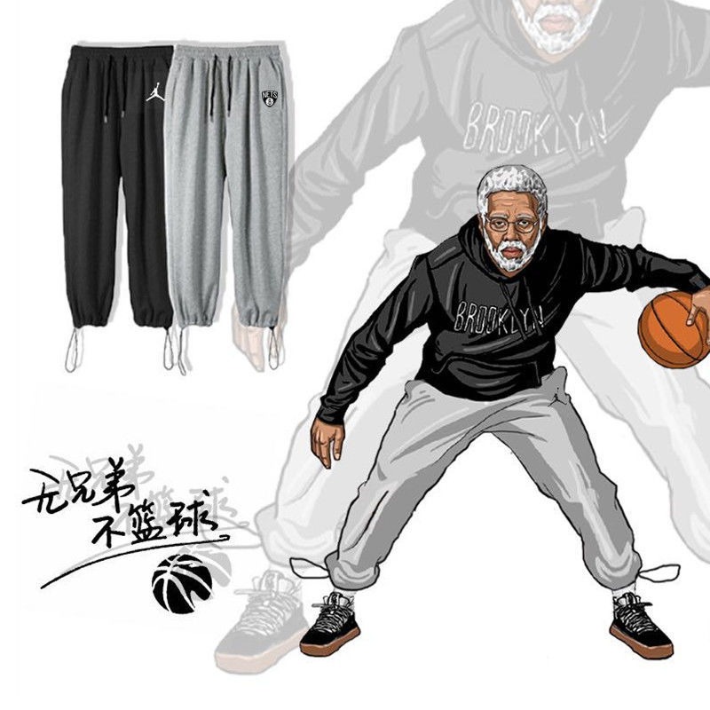 新款籃球束腳褲男寬松出場褲子歐文衛褲NBA湖人長褲杜蘭特運動褲-細節圖4