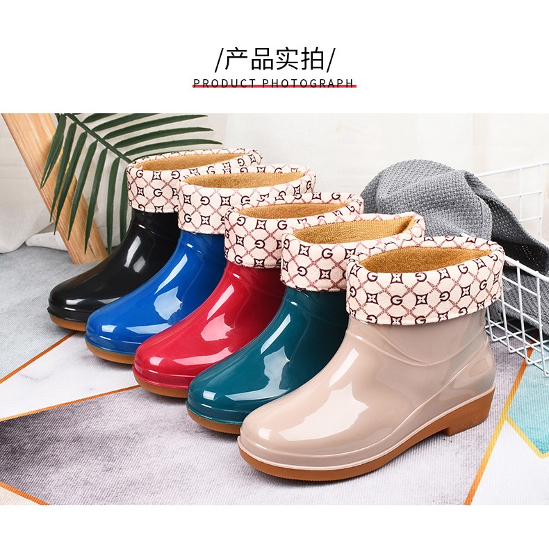 雨鞋女款秋冬加絨加厚防水防滑女士水鞋保暖雨靴膠鞋加棉水靴套鞋-細節圖7