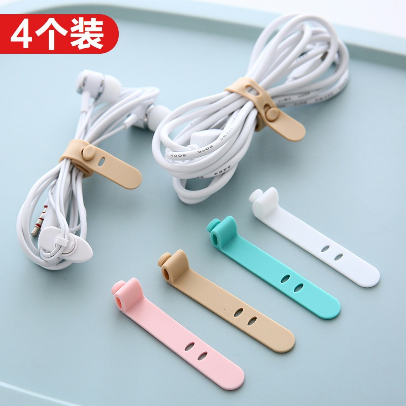 數據線收納理線繞線器耳機理線器固定扣手機充電線網線硅膠束線帶-細節圖2