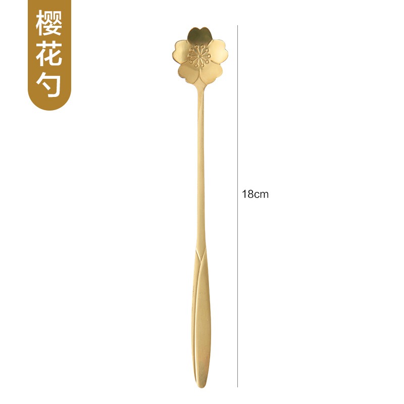 不銹鋼長柄攪拌勺小湯匙調料咖啡勺子加長創意冰勺甜品蜂蜜花瓣勺-細節圖9