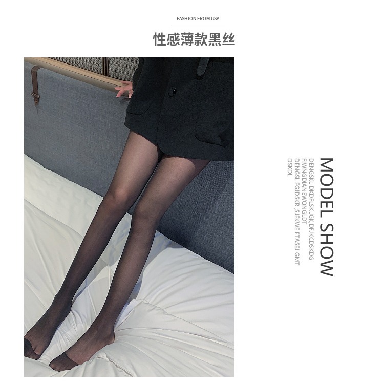 字母黑絲襪女2021春秋冬季加絨光腿神器中厚黑色打底假透連褲襪子-細節圖8