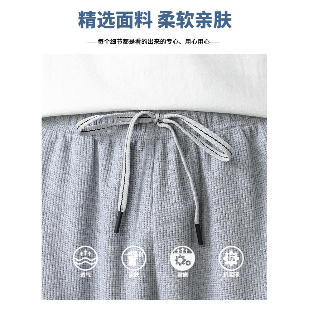 工裝褲子男夏季純棉薄款春秋款寬松男士七分束腳運動休閑九分長褲-細節圖7
